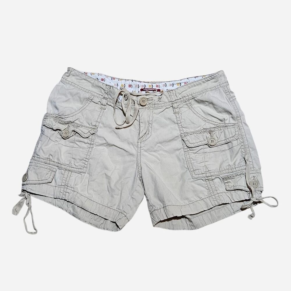 y2k twee grunge beige ruched shorts